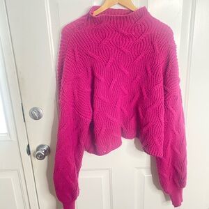 Women's Pink Cable Knit Sweater